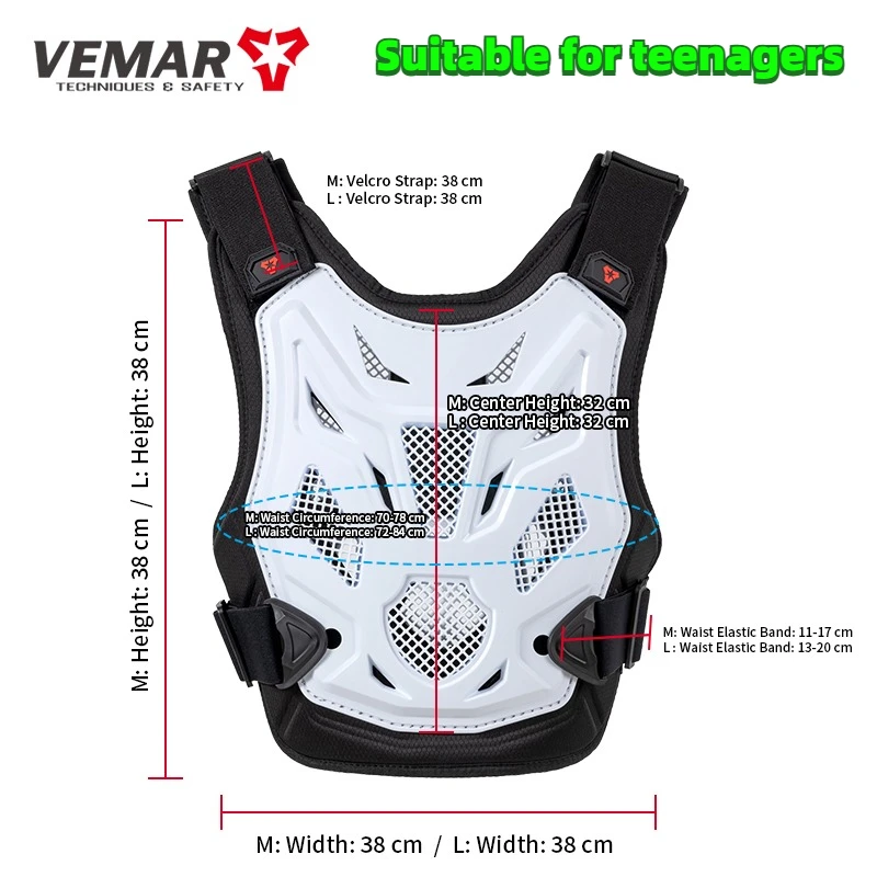 VEMAR Pre-Teen Protective Motorcycle Armor Vest Youths Teenager High-quality Anti-Impact Hard Shell Chest Spine Back Protection