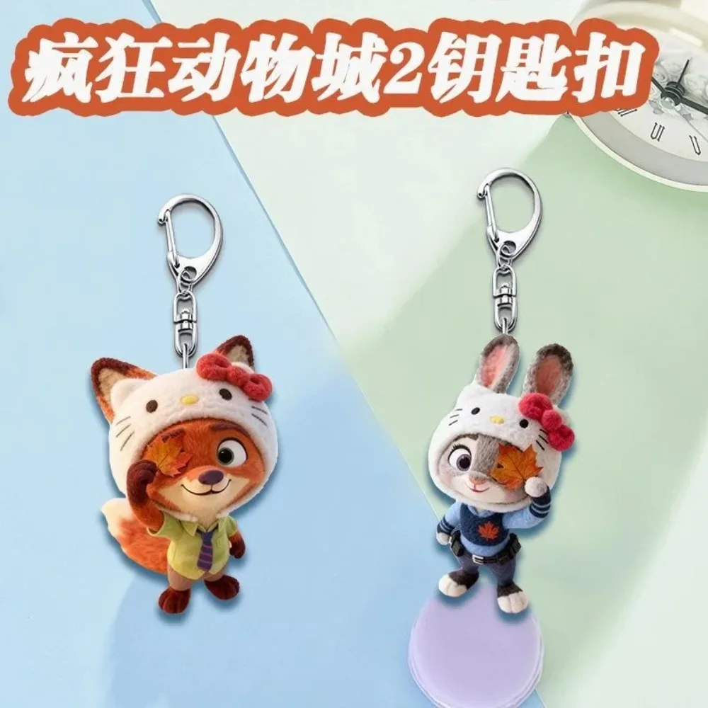 Porte-clés périphérique d'animation Disney Zootopia, dessin animé Judy Nick, mignon sac d'école en acrylique, cadeaux d'anniversaire pour hommes et femmes