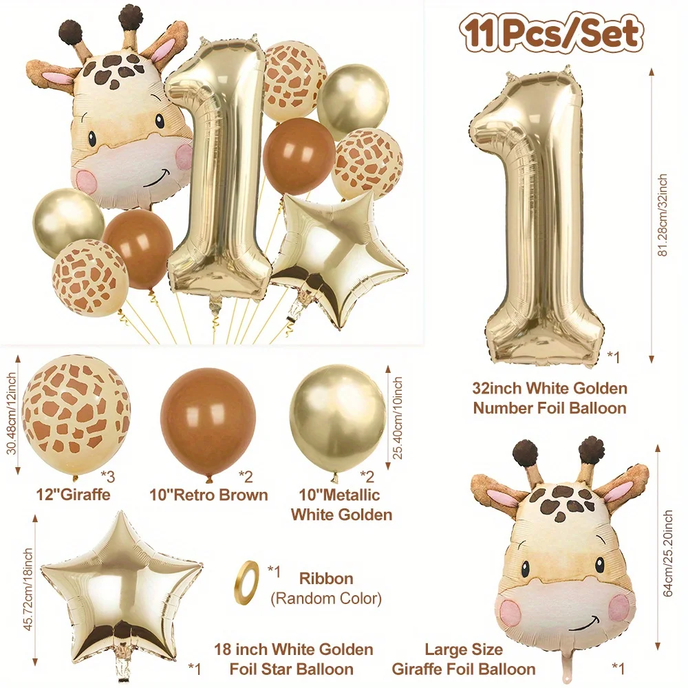 11 قطعة الكرتون الغابة سفاري الحيوان رئيس بالونات الزرافة ل حفلة عيد ميلاد ديكور 40 بوصة البلاتين أرقام الغابة ديكور حفلات هدية #2