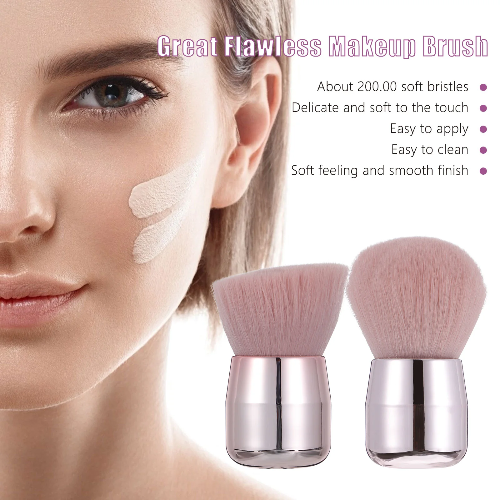 2 Pcs Mushroom Head Stucco Blush Brush Powder Foundation Loose Face Artificial Fiber Man