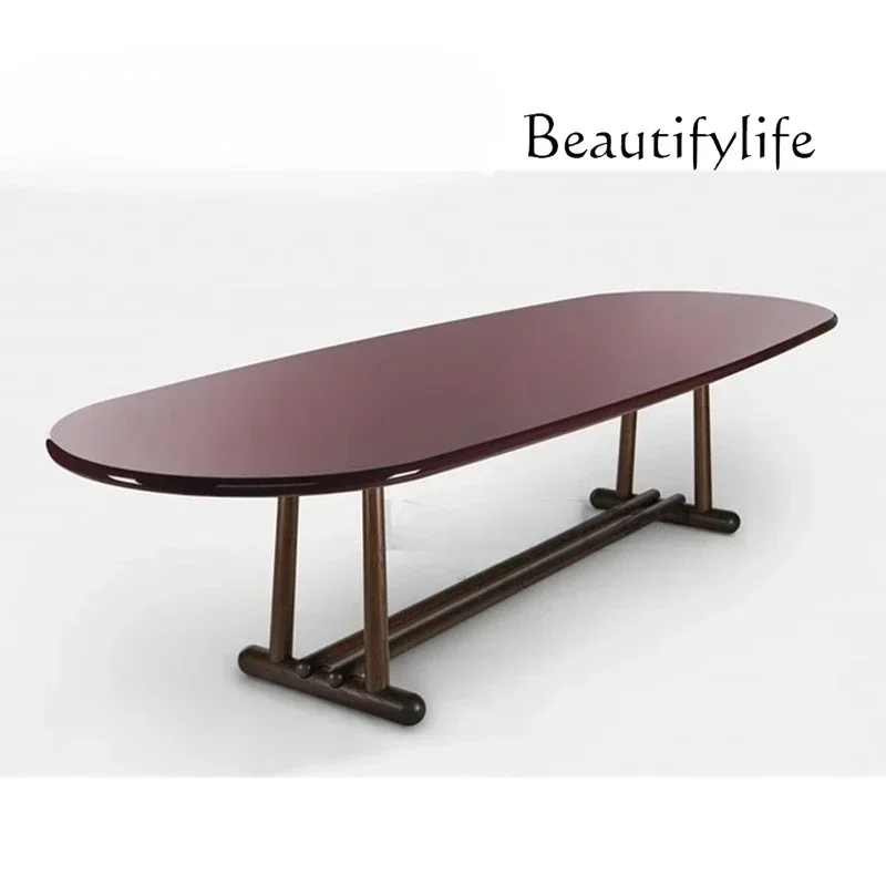c Nordic oval solid wood dining table designer creative household small apartment dining table simple negotiation table