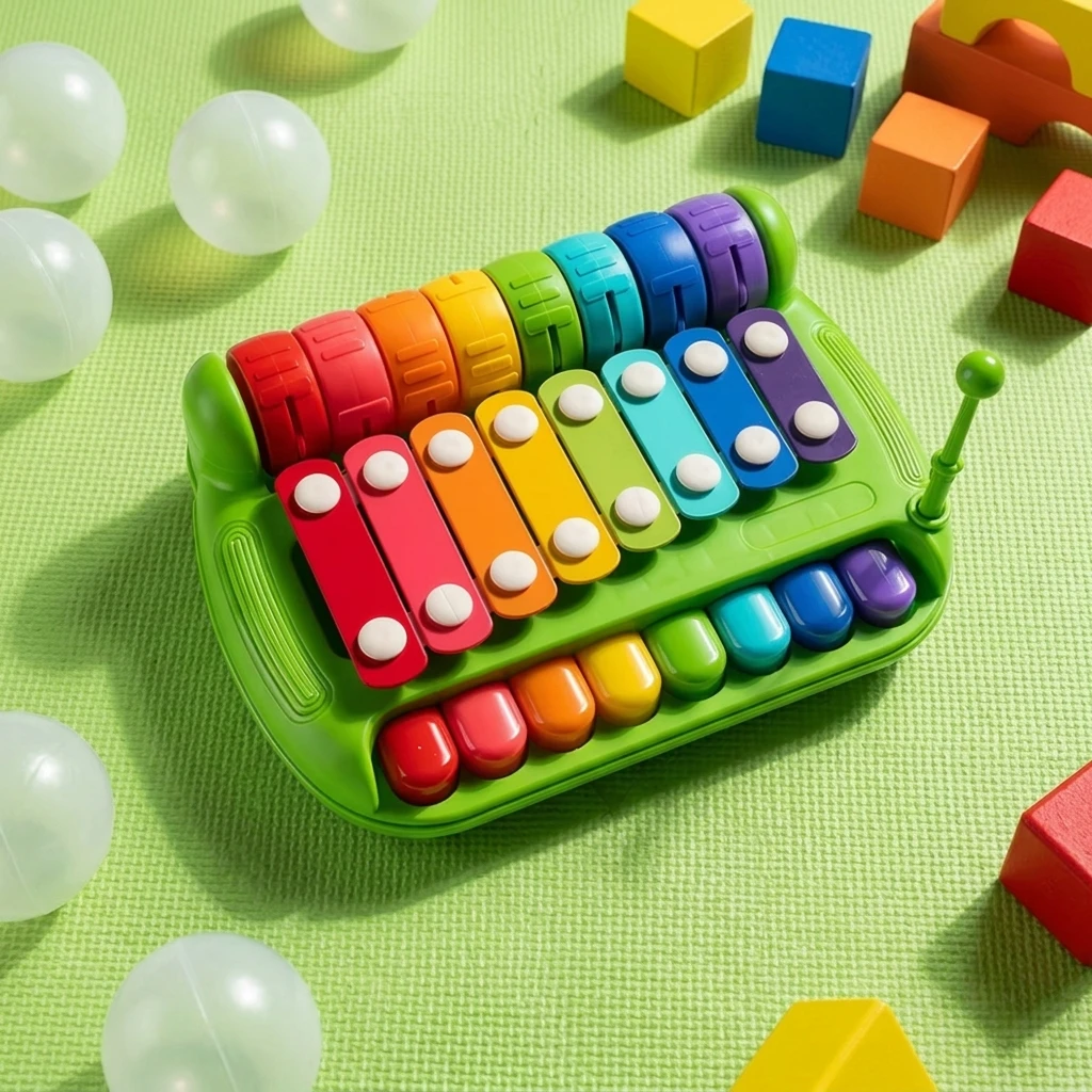 

Plastics 8-note Knock Piano Toys Early Education Percussion Instrument Baby Music Batter Stick Toy Hand Knock Xylophone Toy