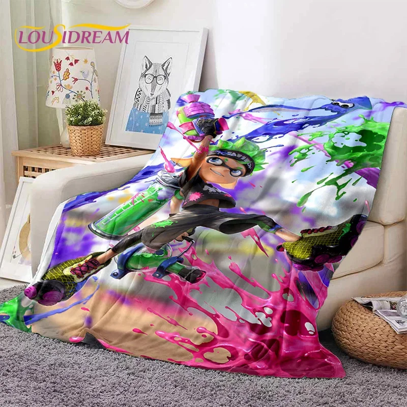 

Splatoon3 PC Gamer Cartoon Game Soft Blankets,Keep Warm Throw Blanket Comfortable Blanket for Picnic Beds Sofa Home Bedroom Gift