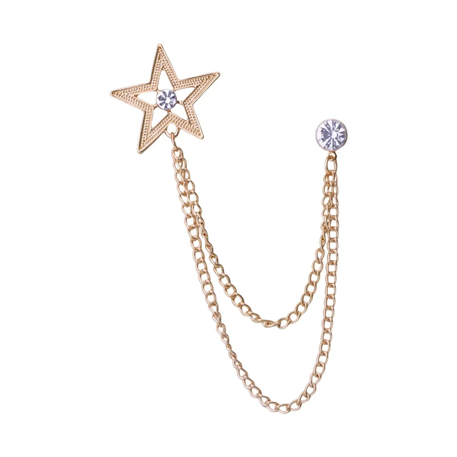 Heren pak ster broche reversspeld handgemaakte metalen ketting kwastje met strass