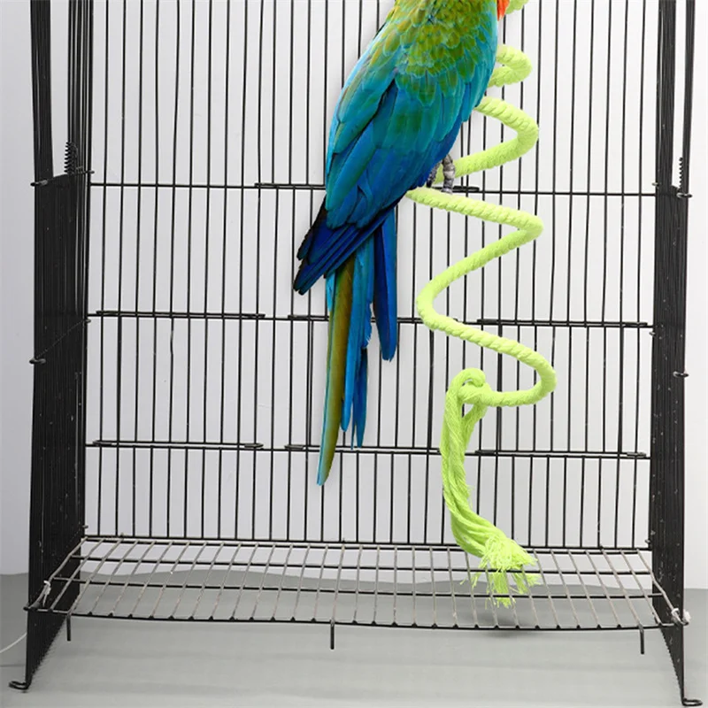 1/1.5m Pet Bird Bite Toys Colorful Parrot Cotton Rope Toy Elastic Parrot Climbing Toy Sturdy Bird Swing Harness Cage Swing Stand