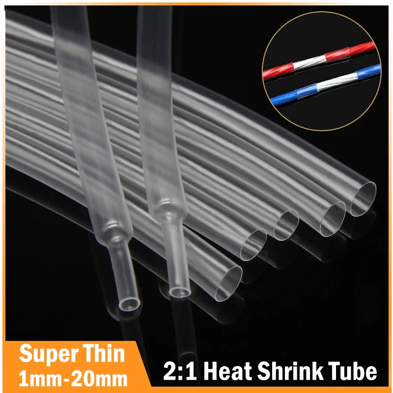 

2:1 Super Thin Wall Heat Shrink Tube 1~20mm Flexible Earphone Line Heat-shrink Tubing Cover Professional Audio Wire Sleeve Wrap