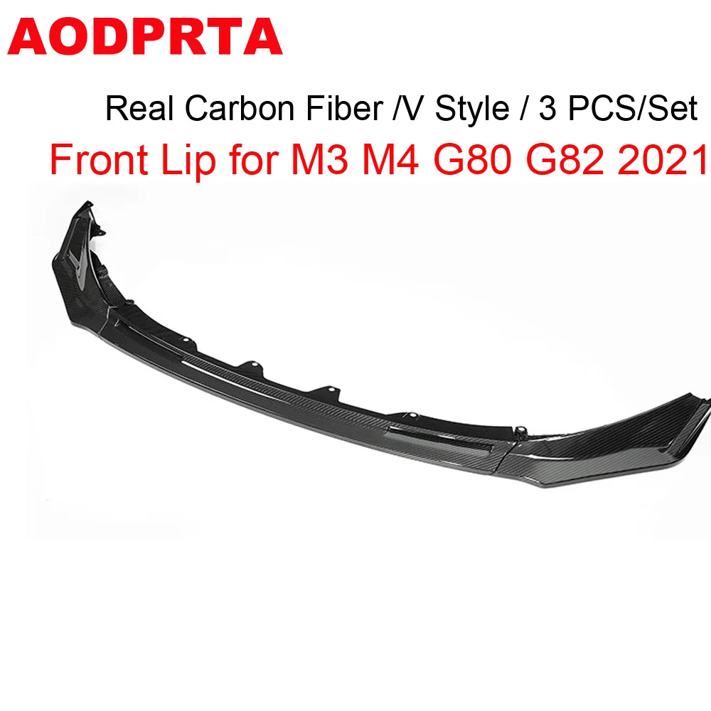 Real Carbon Fiber Front Bumper Lip Spoiler Splitter Diffuser For BMW M3 G80 M4 G82 2021 2022 2023