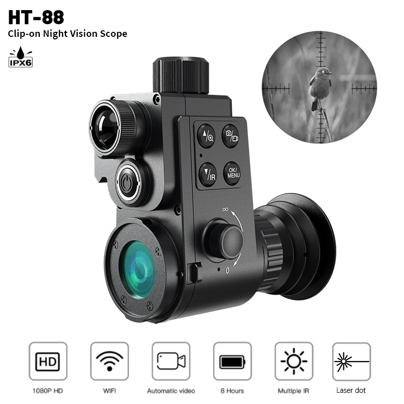 

Sytong-HT-88 Night Vision Scope ,Full HD 1920x1080p, Video and Photo Recording Attachment Device, Laser Dot Hunting IR Monocular