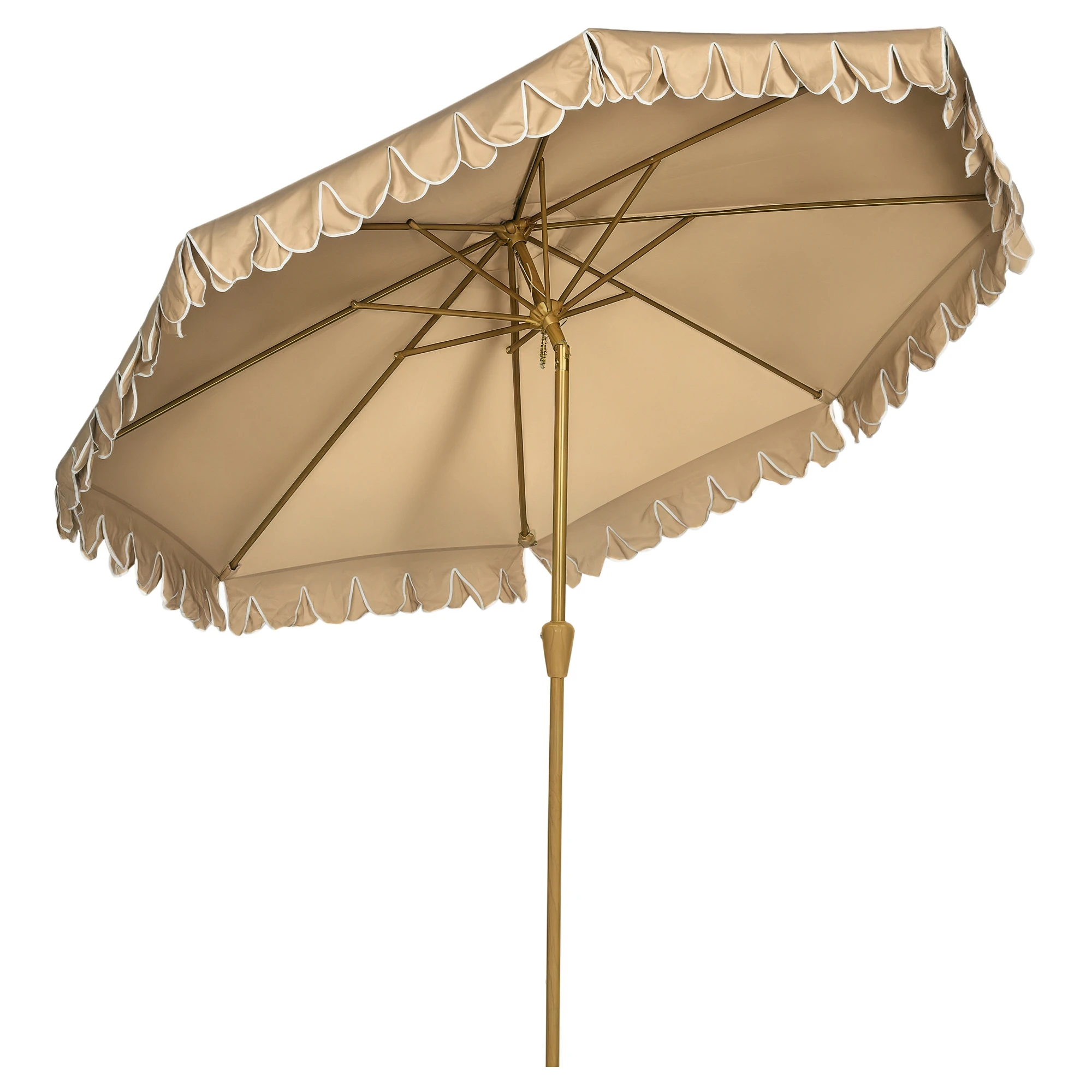 Outsunny Sombrilla de Terraza Ø264x240 cm Ángulo Ajustable con Manivela Caqui