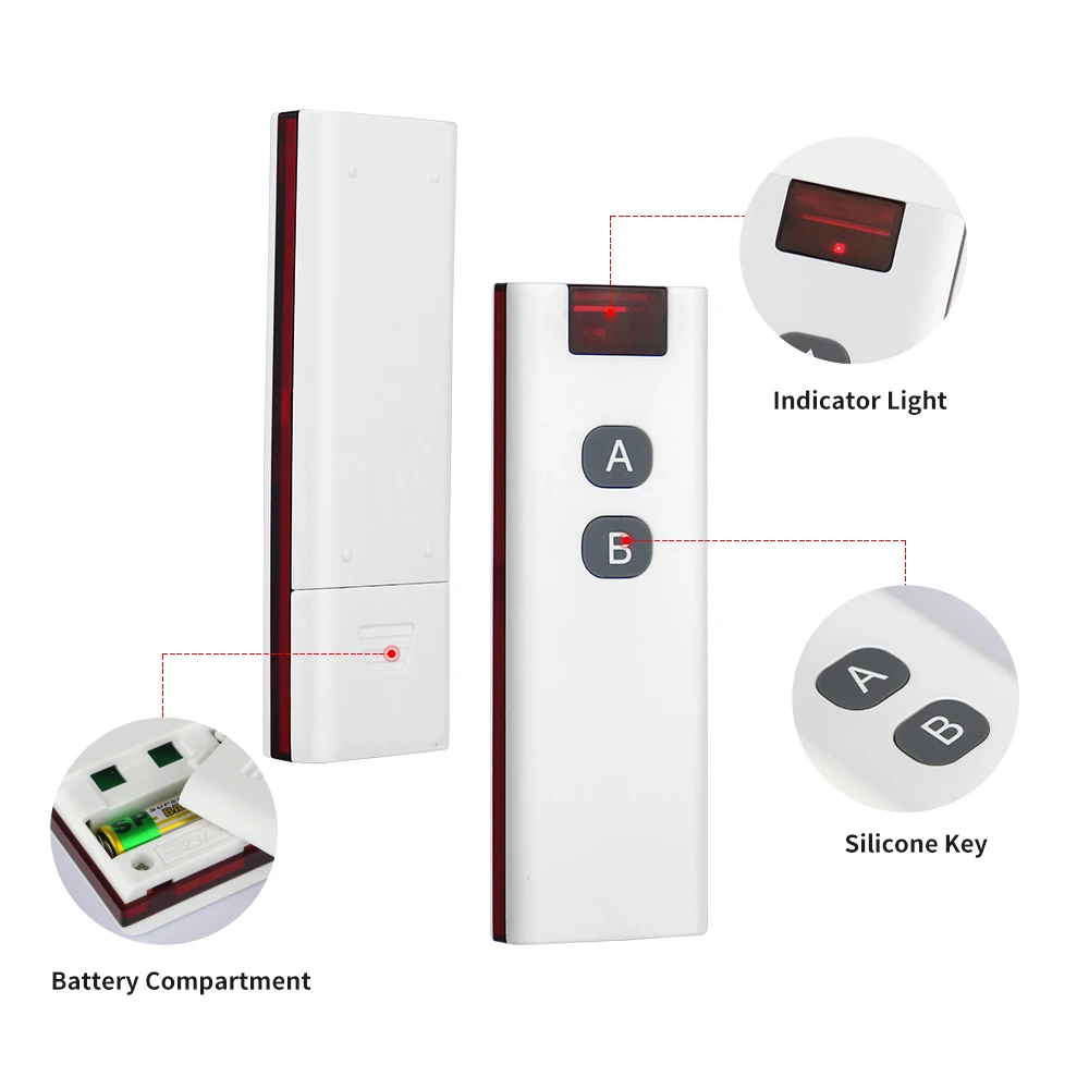 433MHz RF Long Distance Wireless Universal Remote Control with AC220V 1CH High Power Receiver for Home Lighting Fan Water Heater