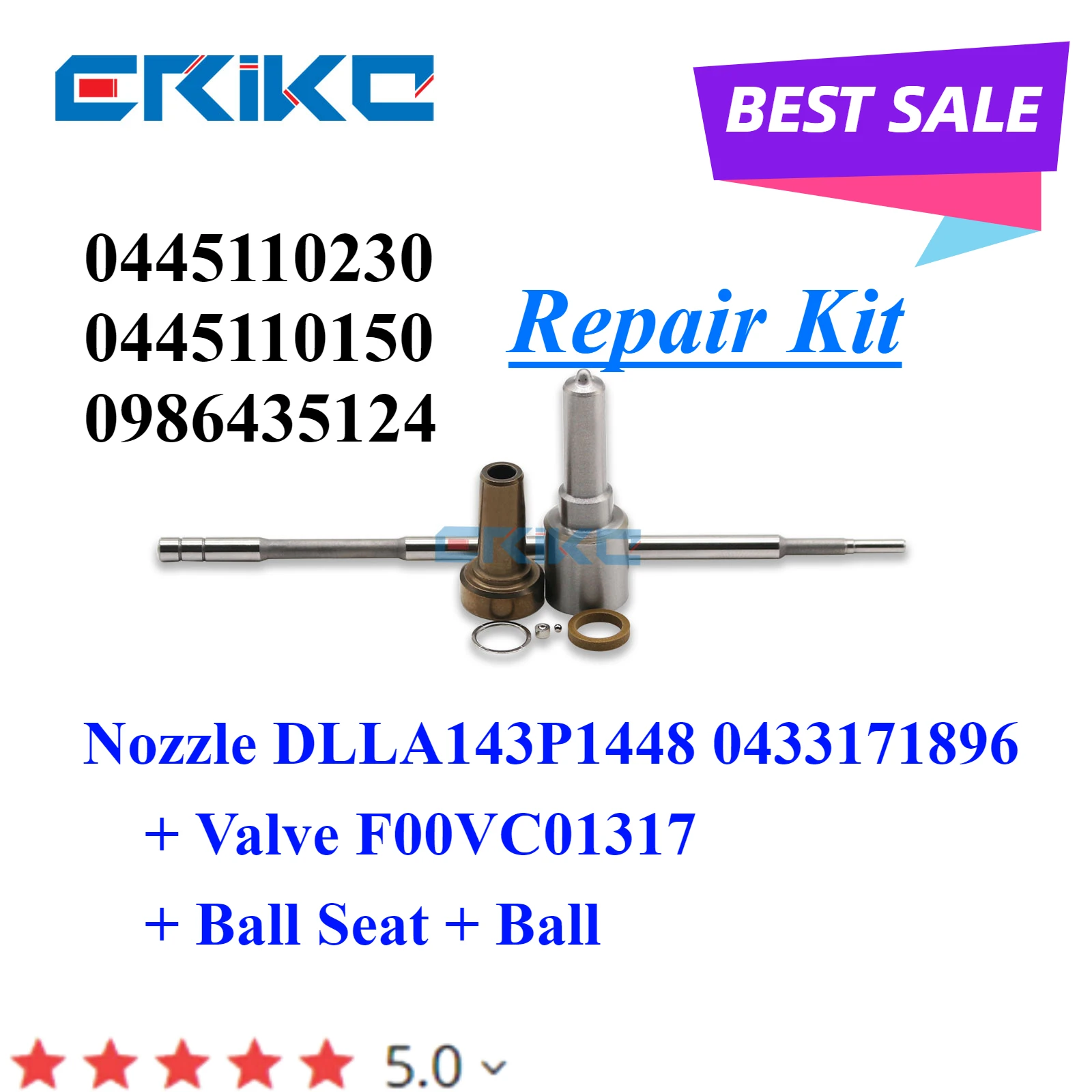 New 0445110150 0445110230 Common Rail Injector Repair Kit Valve F00VC01317 Nozzle DLLA143P1448 0433171896For Bosch RENAULT