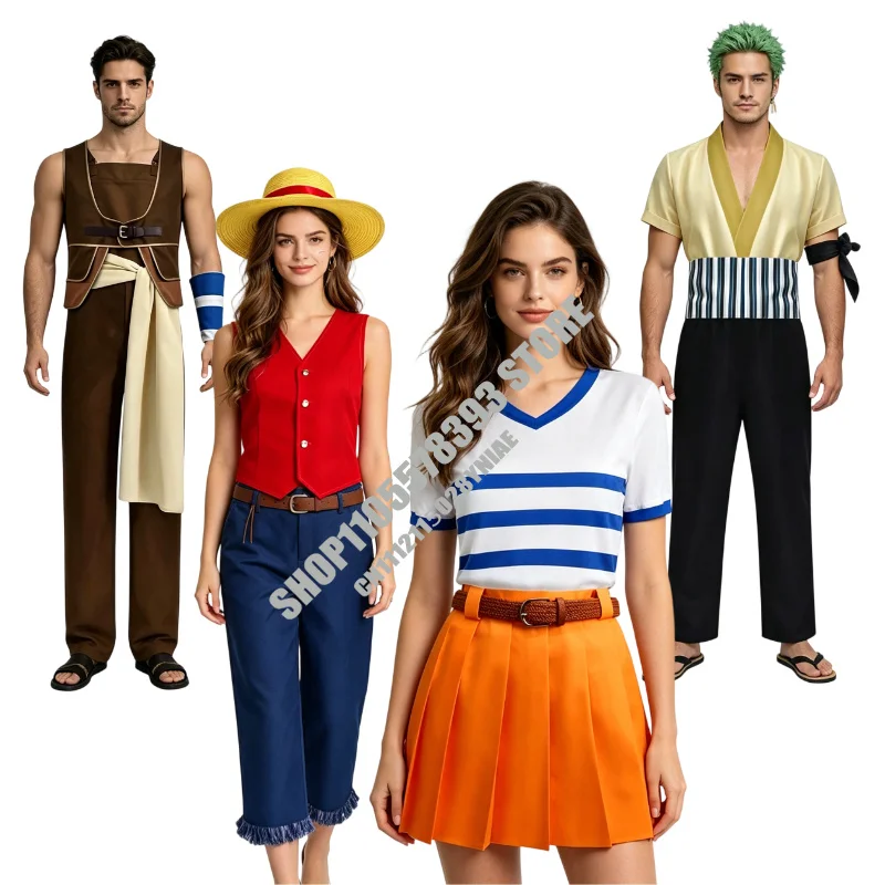 

2026 live action Movie Roronoa Zoro Nami Monkey D Luffy Vinsmoke Sanji Black GOD Usopp Sogeking Cosplay Costume Wig Suit
