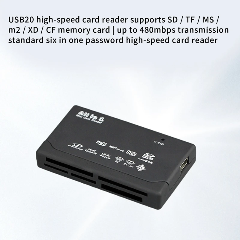 Card Reader USB2.0 Memory Card Reader Fast Data Transmission All In One Card Reader Support TF CF SD Mini SD MS XD