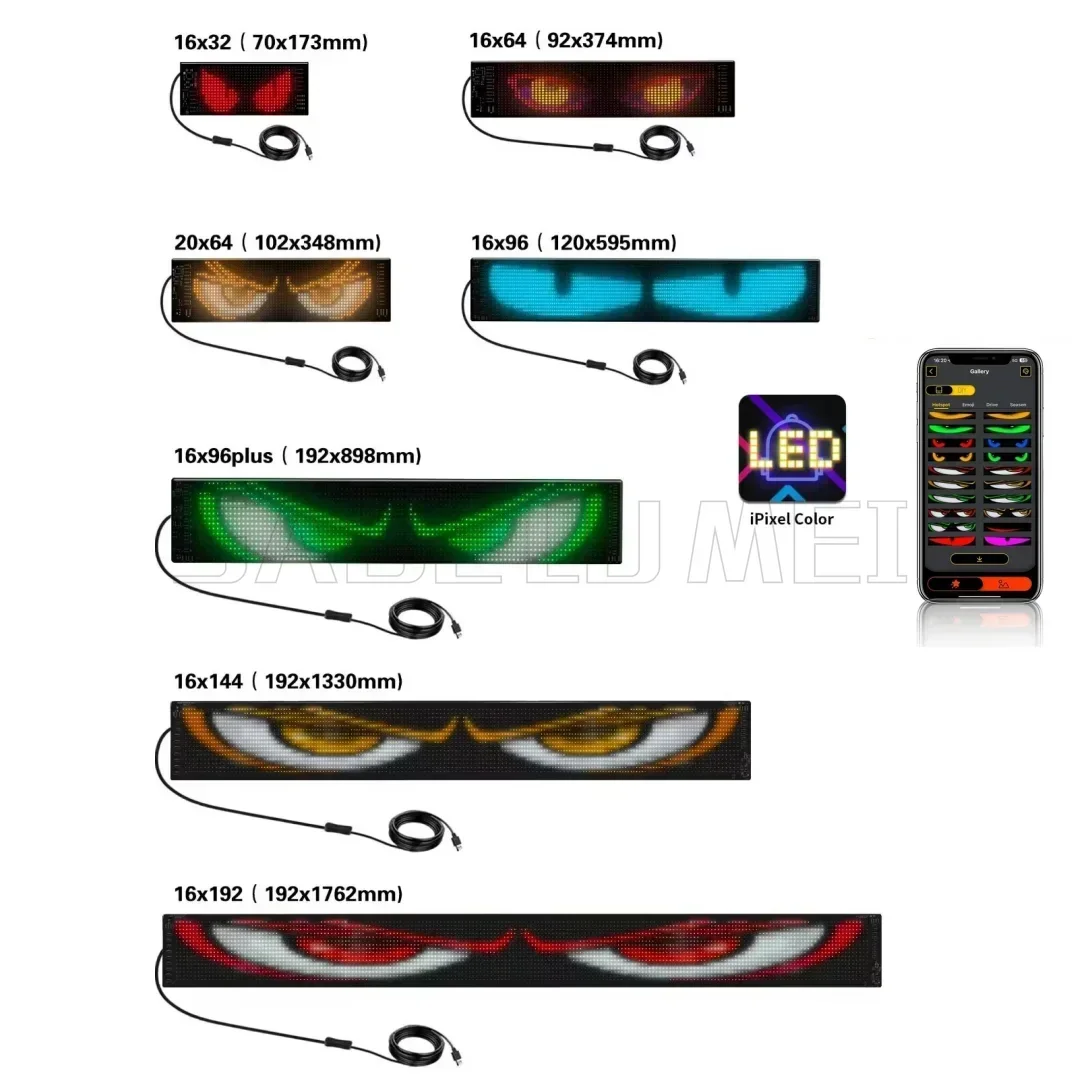 Car Truck Evil's Eye Flexible LED Matrix Pixel Panel DIY Blinking Eyes Animate Soft Screen APP Programmable Multilingual Sign 5V