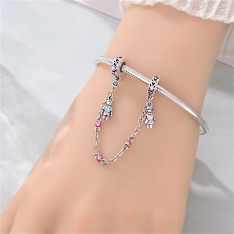 سلسلة أمان للزوجين من الفضة الإسترلينية عيار 925، مناسبة لتصميم شخصي لسلاسل المجوهرات، كهدية للنساء