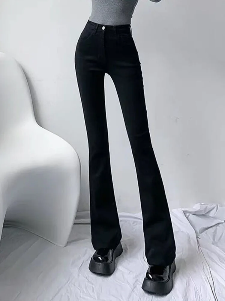 Skinny Hight Waist Flare Jeans Korean Streetwear Casual Stretch Denim Pantalones De Mujer New Spring Vintage Slim Kot Pantolon