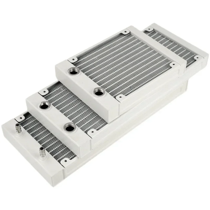 Syscooling White aluminum radiator120/240/360mm 27mm thickness G1/4 thread water cooling Heat Exchanger DIY cooling system