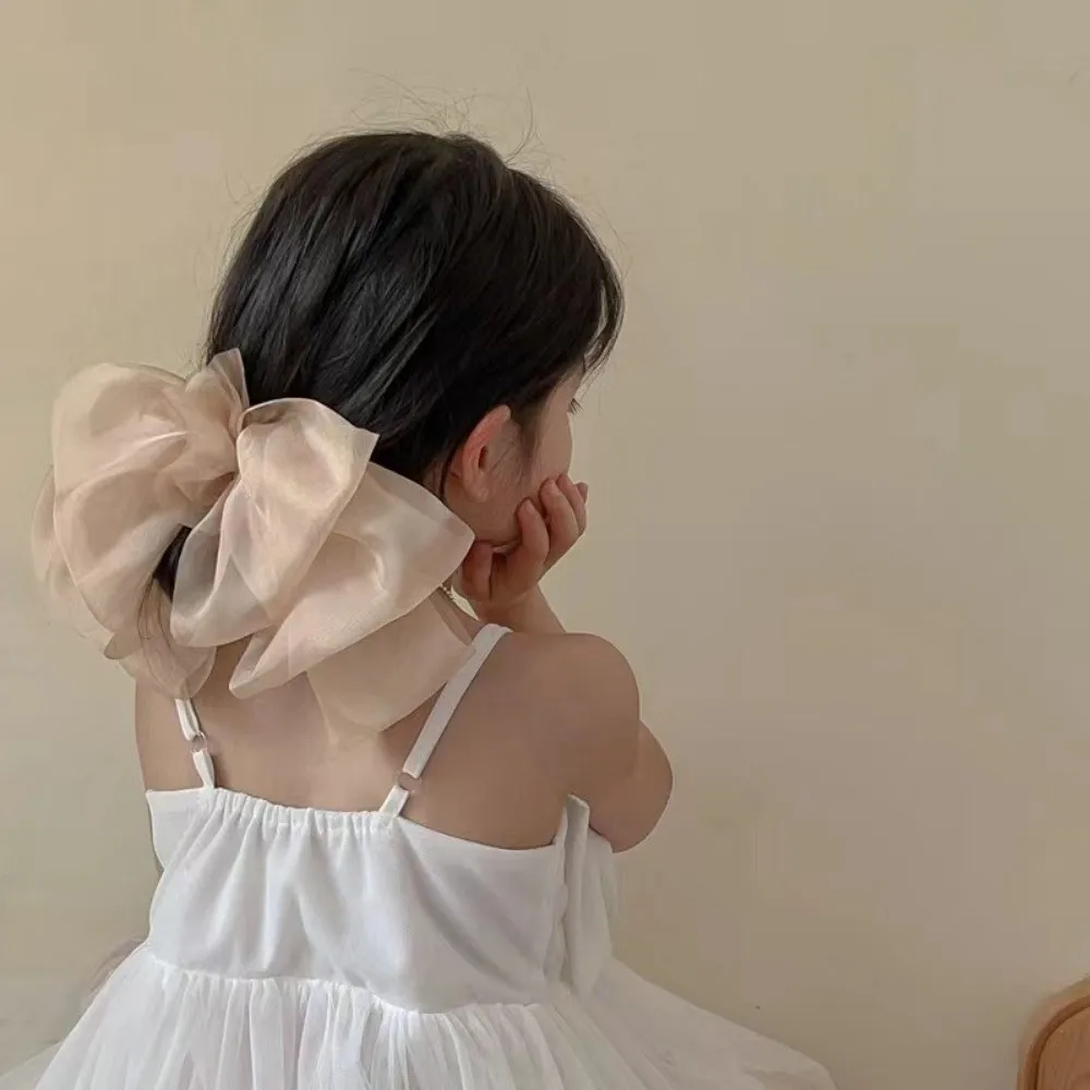 Bear Leader ชีฟองเด็กโบว์ใหญ่เจ้าหญิงกิ๊บตกแต่งหวานสีทึบสาวอุปกรณ์เสริมทุกวันเด็ก Headwear