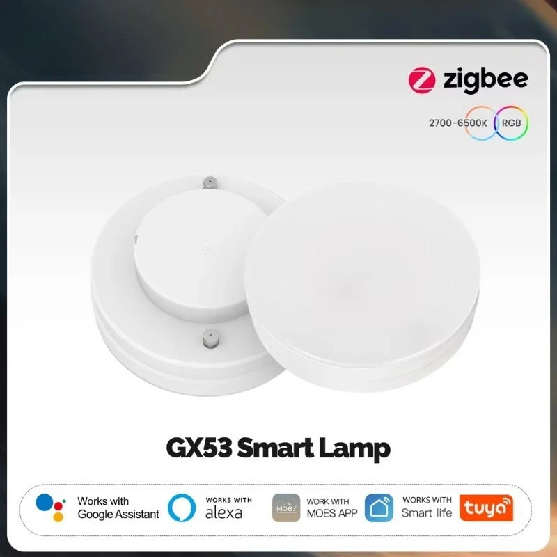 Tuya ZigBee Smart LED Lamp GX53 Color Changing Dimmable Voice Control Music Sync Restaurant Cabinet Alexa Google Home