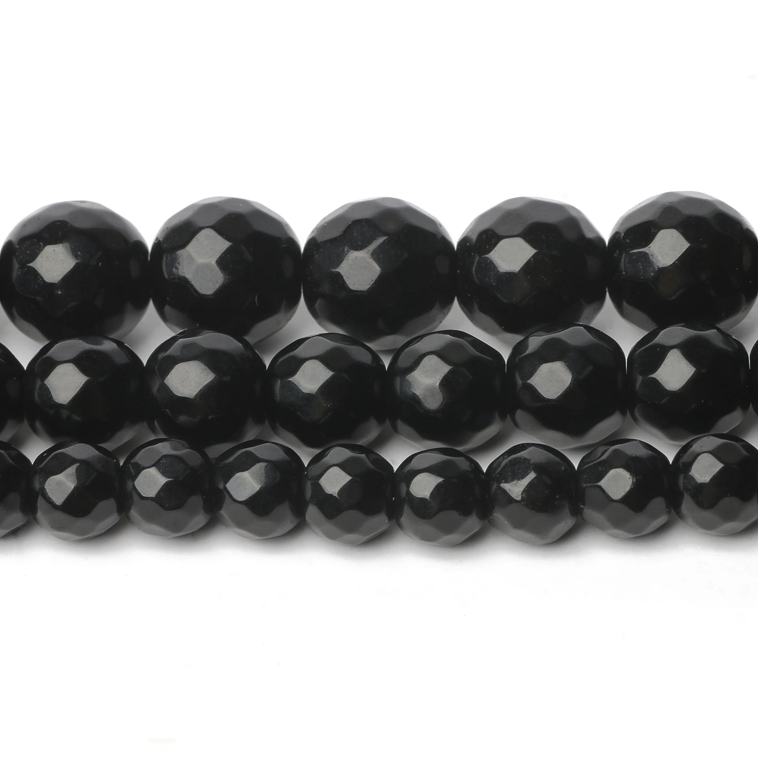 Natural Faceted Black Stone Beads Agates Onyx Round Loose Beads For Diy Needlework Handmade Bracelet 6mm 8mm 10mm 15\'\'Strand