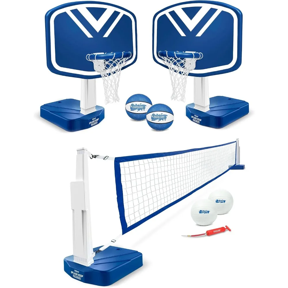 oop 2-in-1 Full Court Pool Basketball & Volleyball Game Set