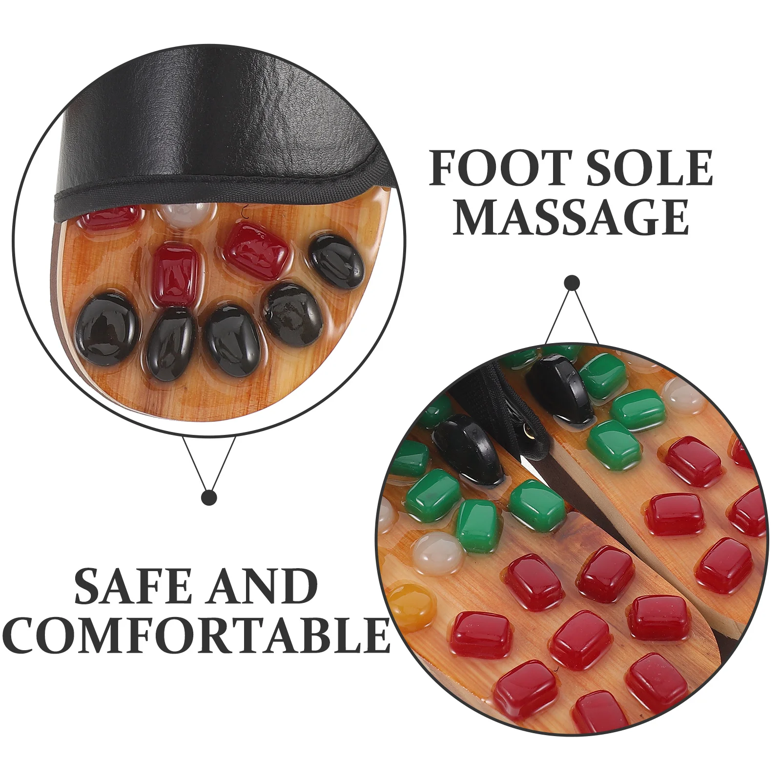 

Foot Health Massage Shoes Pair Natural Jade Massage Slippers Black Size 35-36 Cobblestone Sandals Relax Foot Acupoints