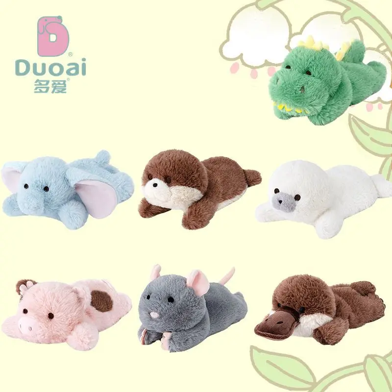 Travesseiro de dormir de animal de pelúcia macio 21cm elefante dinossauro selo porco dinossauro selo mouse conforto e acompanhar boneca de sono presente