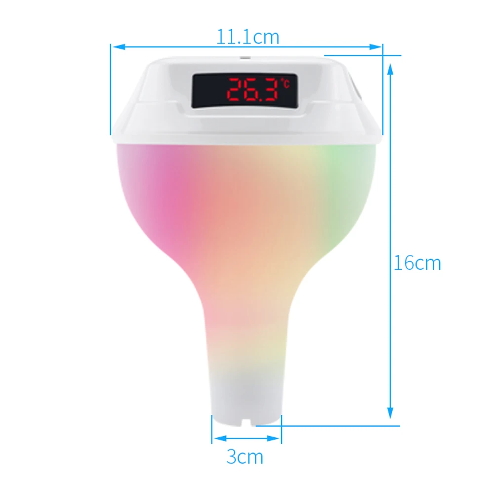 Solar LED Digital Water Temperature Gauge With RGB Ambient Light Float type Water Temperature Gauge Swimming Pool Thermometer