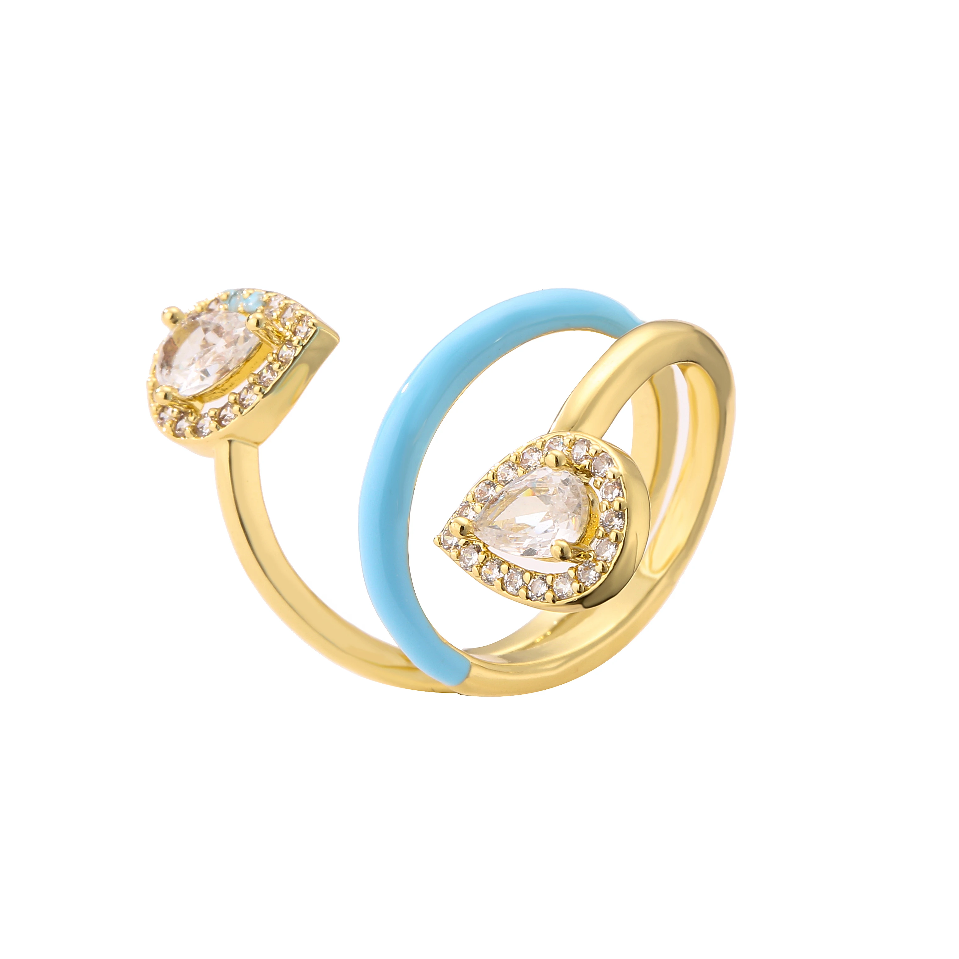 HECHENG,Summer New Colorful Neon Enamel Open Adjusted Finger Ring For Women Fluorescent Fashion Copper Zircon Jewelry