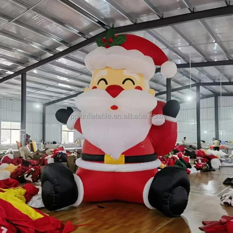 Giant Outdoor Cute Christmas Inflatables Decoration Blow Up Inflatable Santa Claus Christmas Santa With Led Lights For Yard Xmas