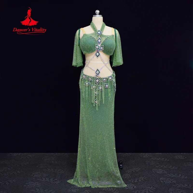 Belly Dance Costume Customization Luxury Diamond Sexy Mesh Dress Adult Children Oriental Dance Professional Performance Dresses