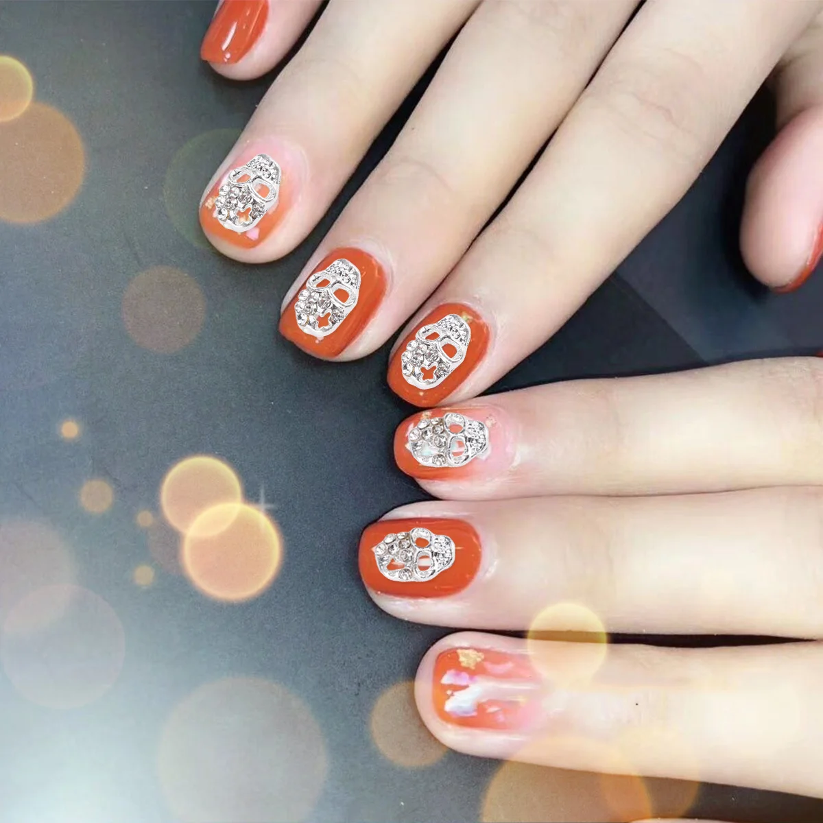 

10Pcs Skull Gems Nail Art Decals Rhinestones Halloween Stickers Manicure DIY Craft Decorations Skull Gems Decal