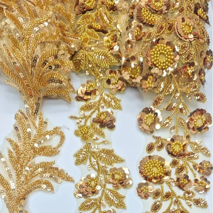 

10 Yards/Lot New Veil Wedding Dress Clothing Embroidery Bead Sequins Lace Trim