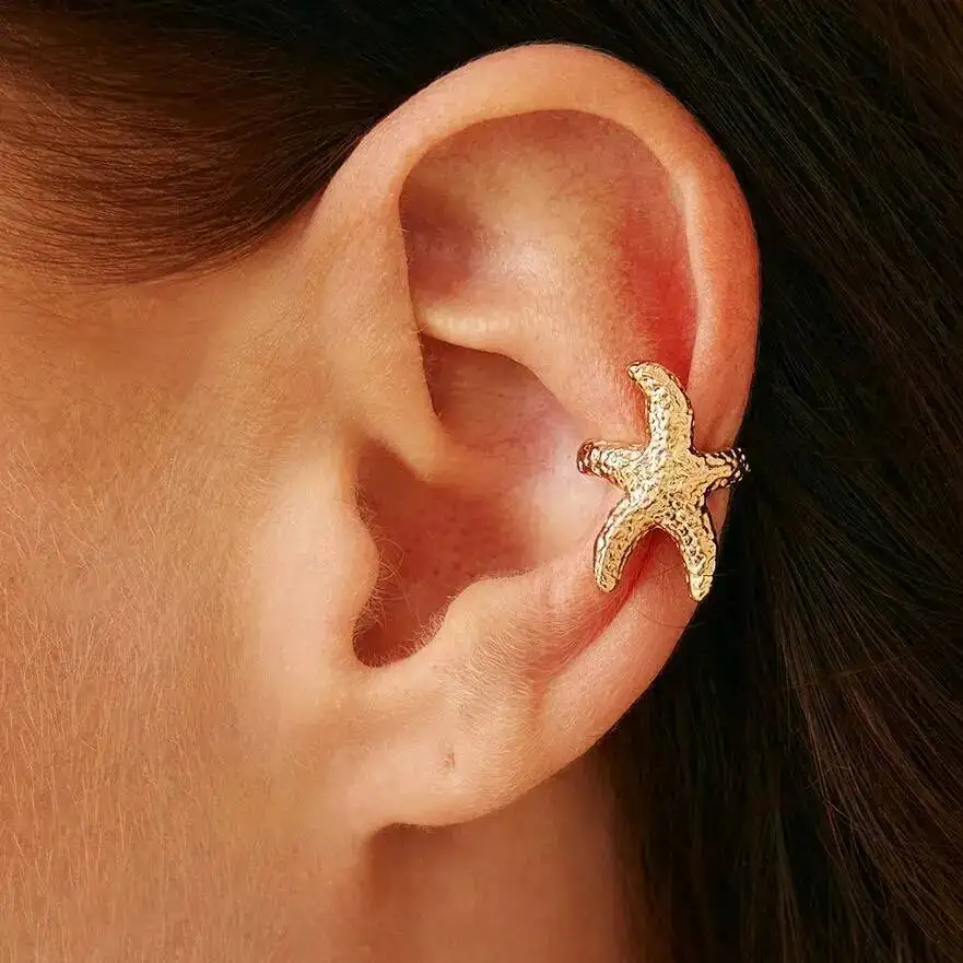 IngeSight.Z 1Pcs Fashion Starfish Ear Clip for Women Summer Delicate Geometric Gold Color Metal Irregular Earrings Jewelry 2025