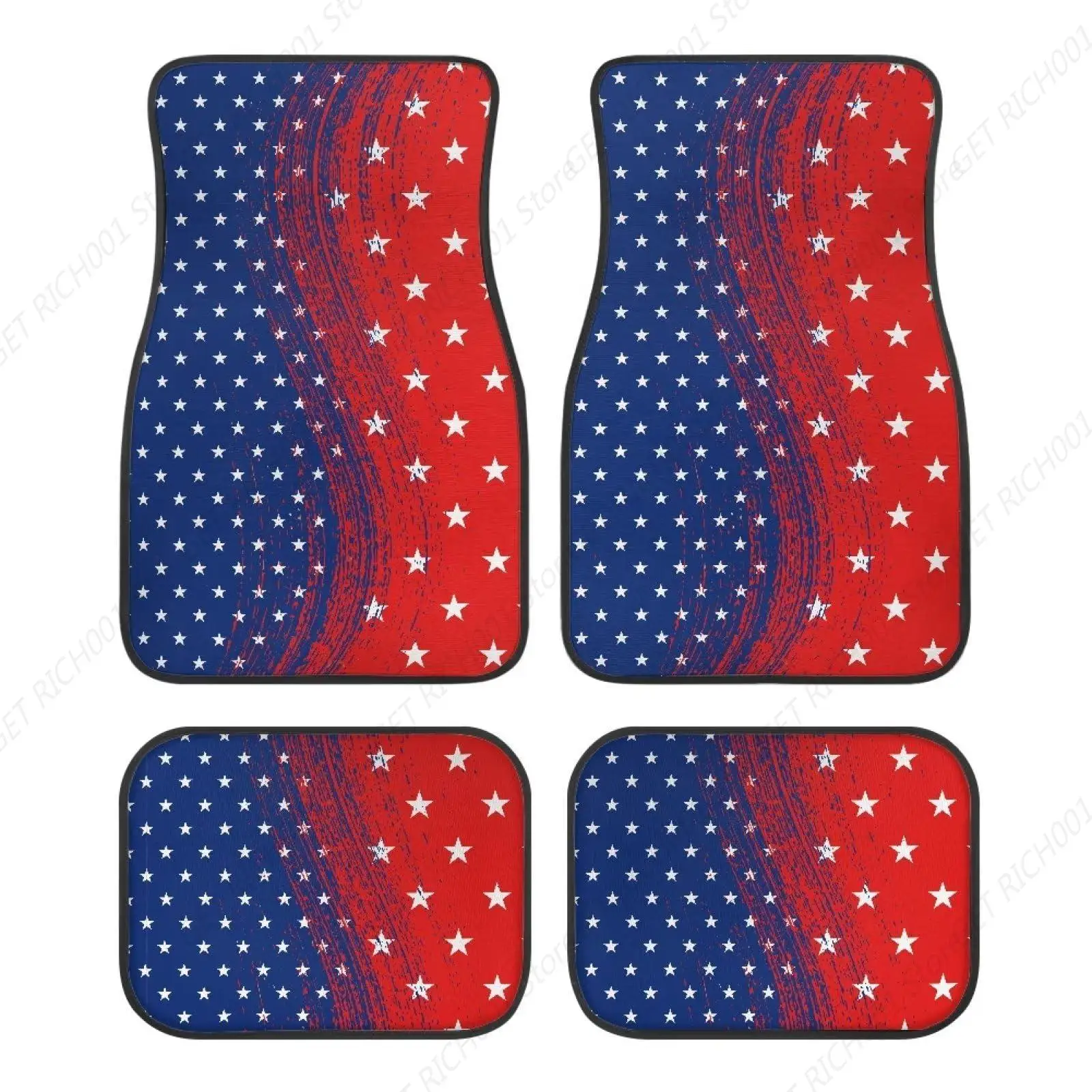 Automotive Floor Mats Car Floor Mats with 4 Pieces Set American Flag Print Car Carpets Foot Mats for Man Water-Absorbing