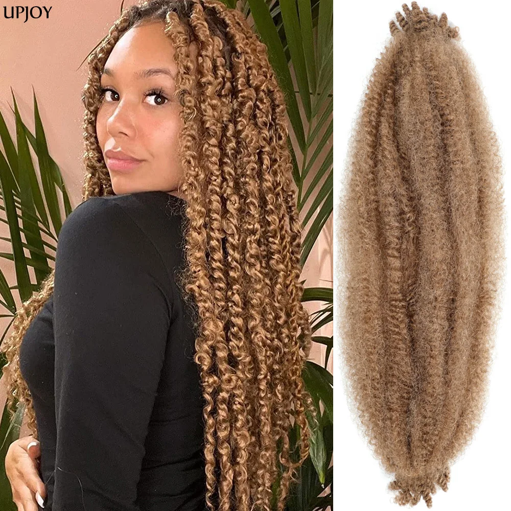 Springy Afro Twist Hair Suitable for Damaged Soft Locs Synthetic Kinky Marley Twist Braiding Hair For Black Women Bulk Extension