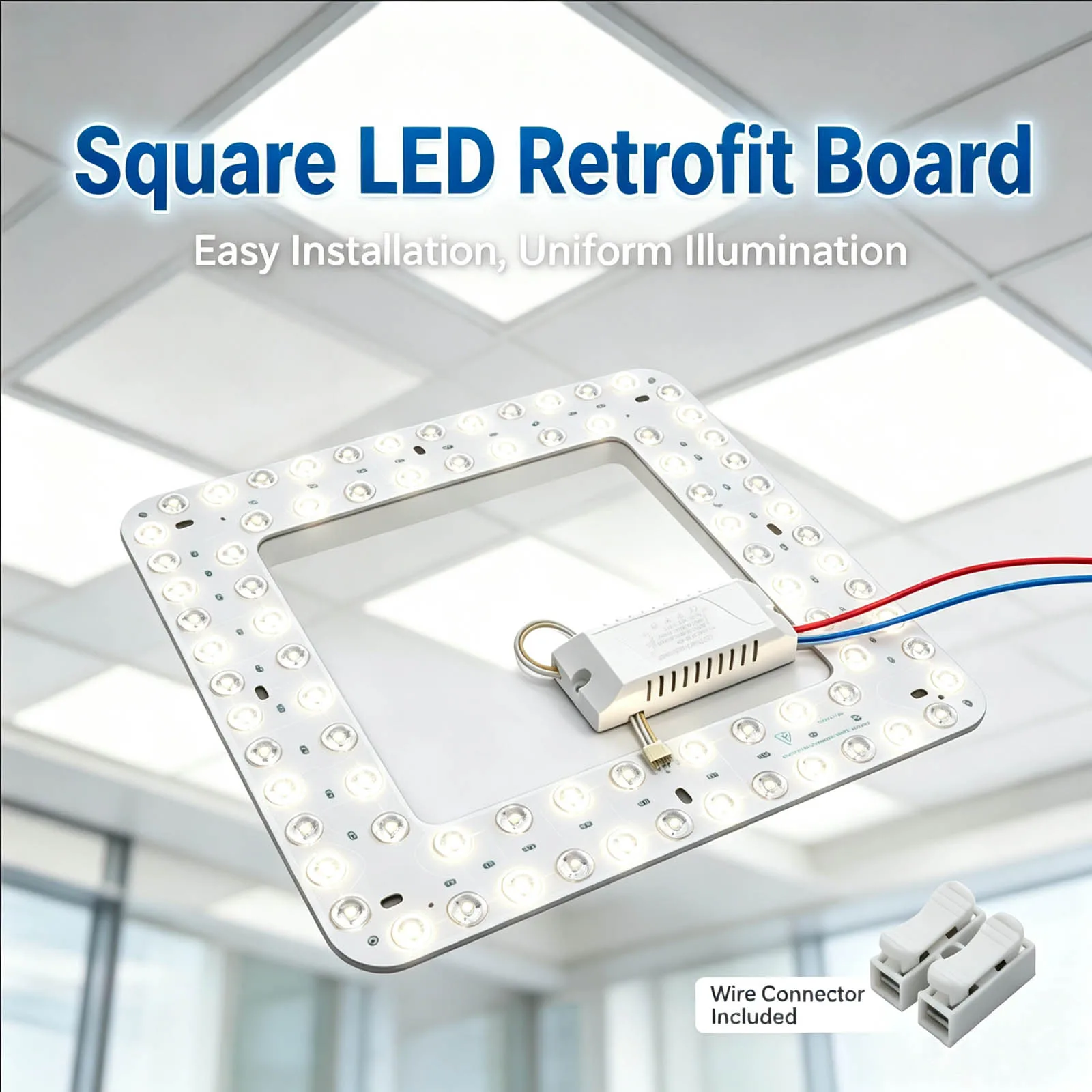2Pcs 120W(60W+60W) Square LED Ceiling Light Modification Module Dimmable 3-Color LED Panel Light Suitable for Living Room