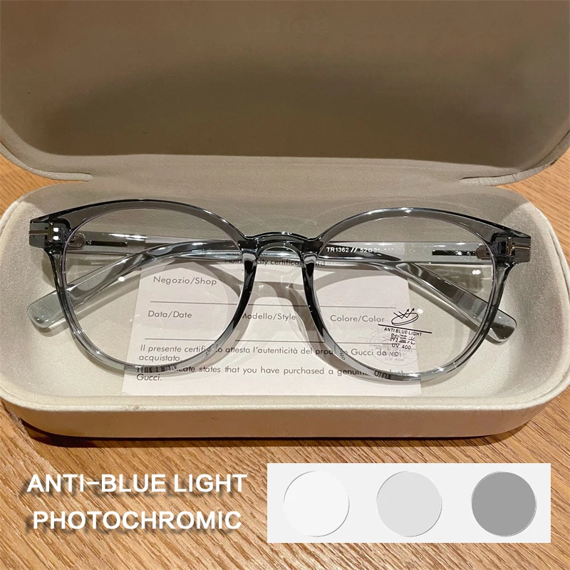 ISLINO TR90 Anti Blue Light Reading Glasses Women Photochromic Prescription Glasses Frame Luxury Hyperopia Myopia Eyewear