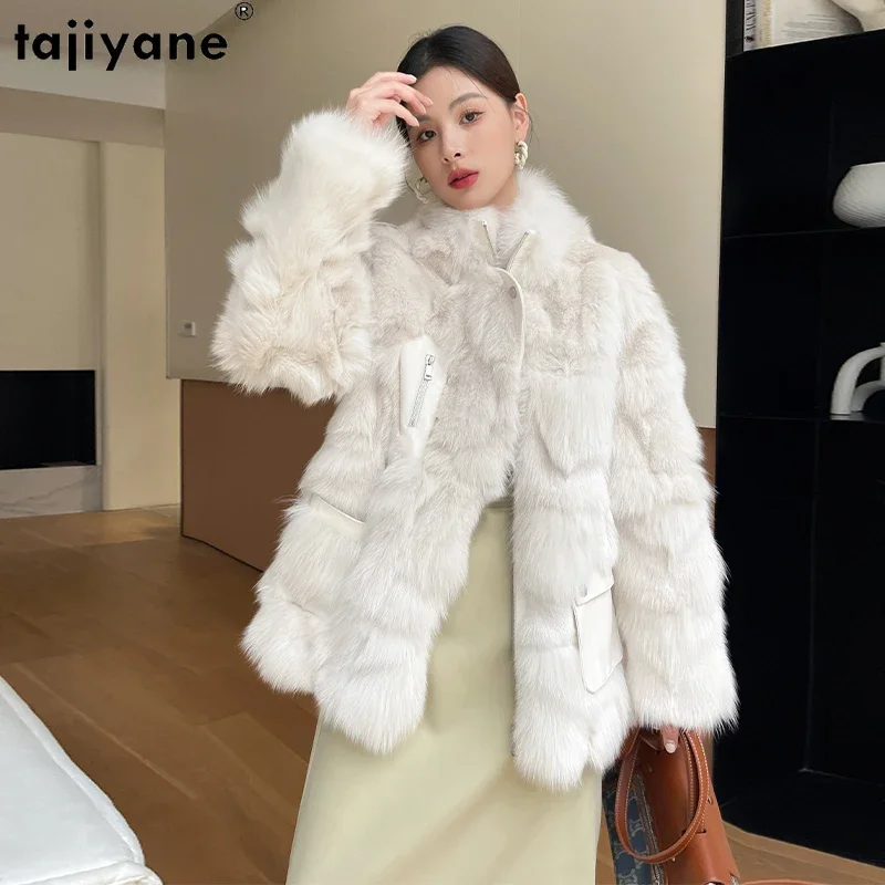 

Tajiyane Real Fox Fur Coat Women Fashion Mid-length Natural Fur Jacket Standing Collar Winter Fur Coats Chaquetas Para Mujeres