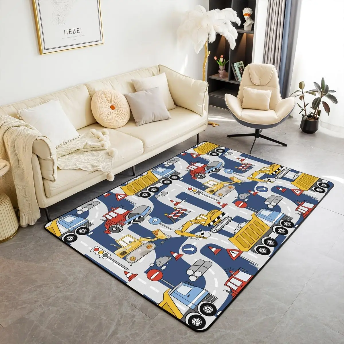 Ice Cream Carpet Rainbow Dessert Indoor Floor Mat for Kids Girls,Colourful Ice Cream Cake Area Rug,Cartoon Summer Food Living