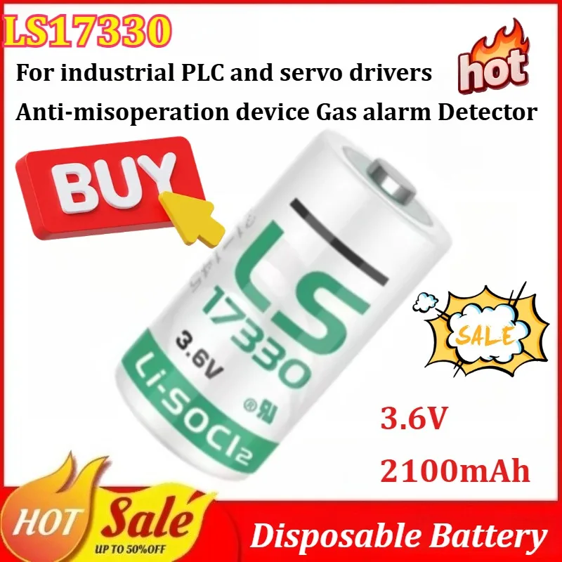 

6PCS LS17330 3.6V 2100mAh Disposable Battery for Industrial PLC and Servo Drivers Anti-misoperation Device Gas Alarm Detector