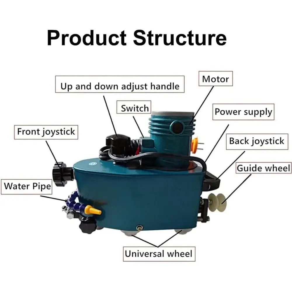 휴대용 800W 110V 유리 연마기, 8000 RPM, 직선 및 원형 가장자리 연마기, 유리, 대리석 및 타일용, 컴팩트 28x15x24cm