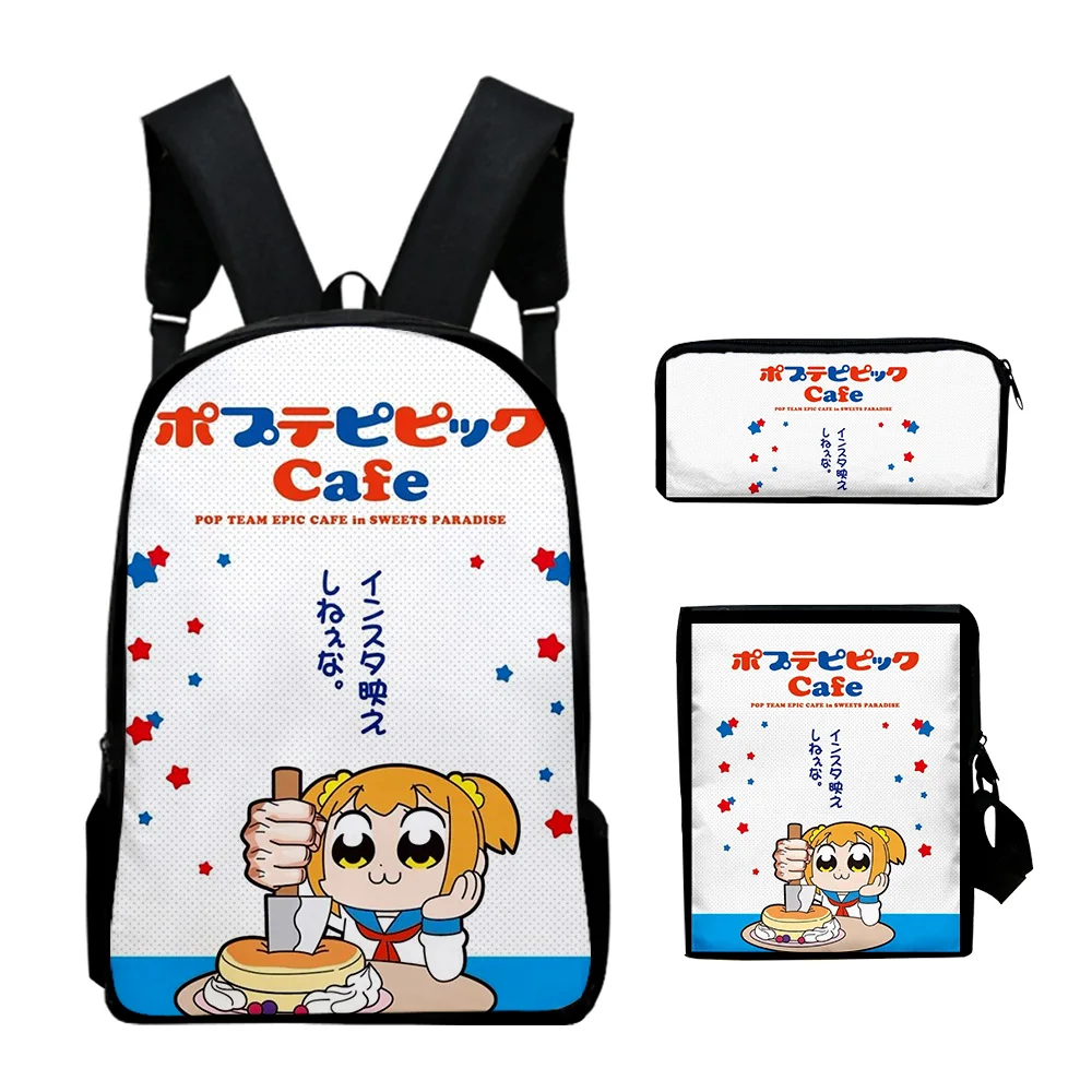 

Pop Team Epic Backpack 3 Pieces Sets Unisex Shoulder Bags 2023 New Anime Daypack Student Zipper Bag Unique Pencil Bag