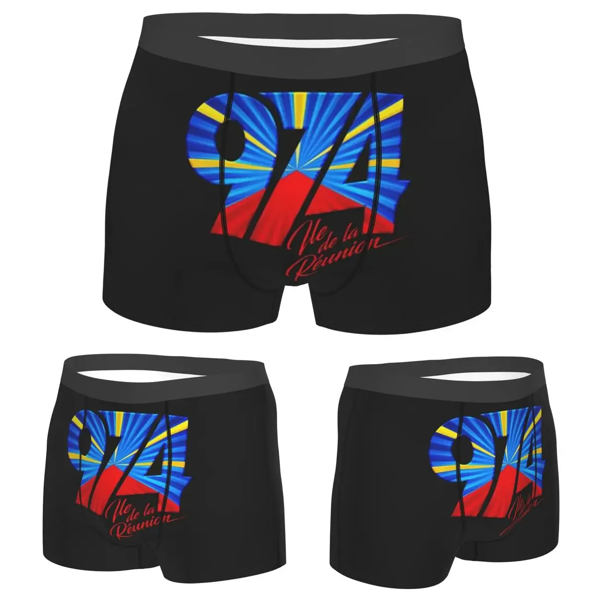 

Boxer Underpants Shorts 974 Reunion Island Flag Panties Men's Soft Underwear for Homme Man Boyfriend Gifts