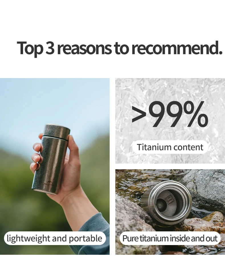Naturehike Thermosbecher 200ml Titanbecher Tragbarer Kaffeebecher Wasserflasche Outdoor Camping Wasserbecher mit Separation Titanbecher – Detail 2