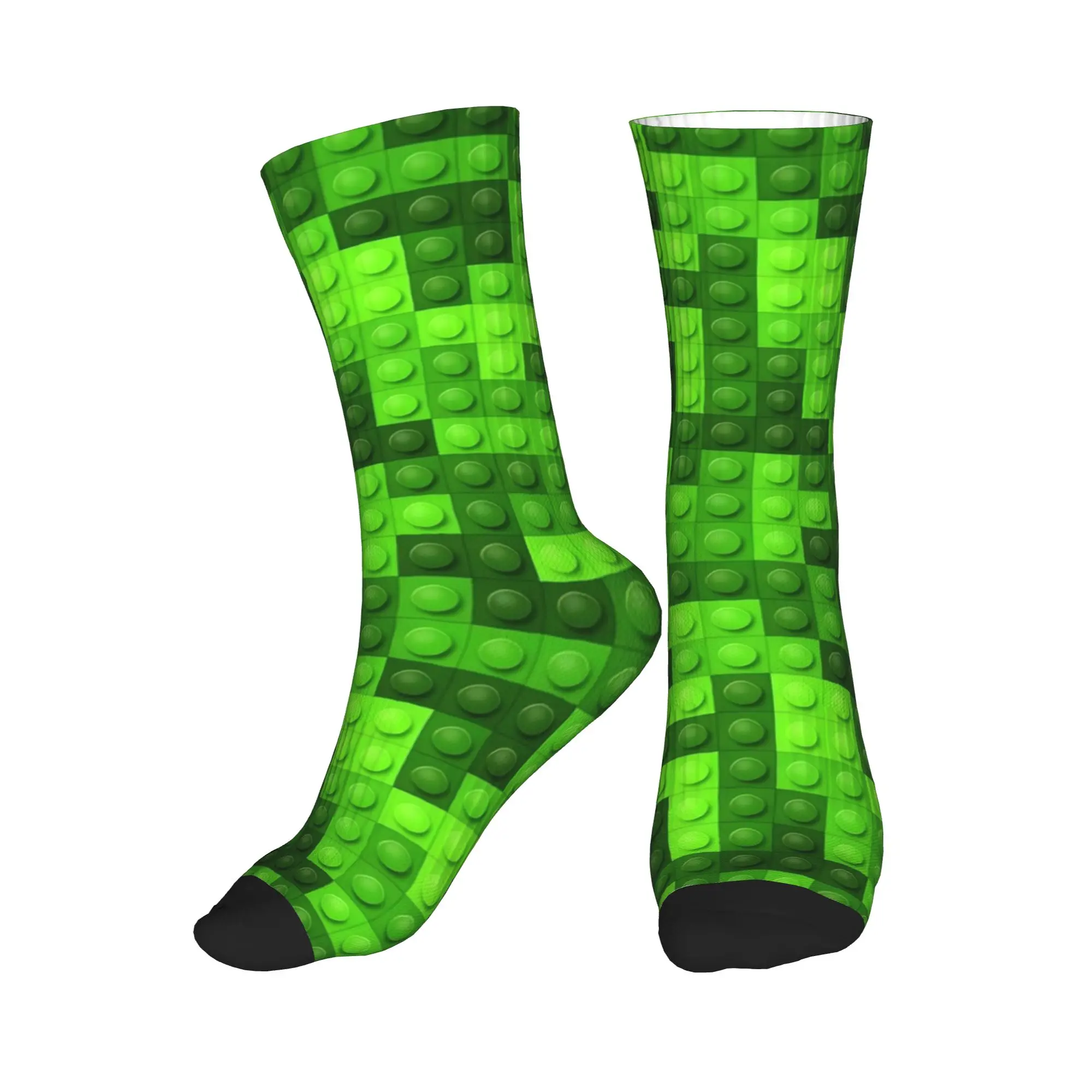 Lime Green Gradient Building Blocks Pattern Socks Autumn Stockings Gothic Men Breathable Socks Custom Skateboard Anti Socks
