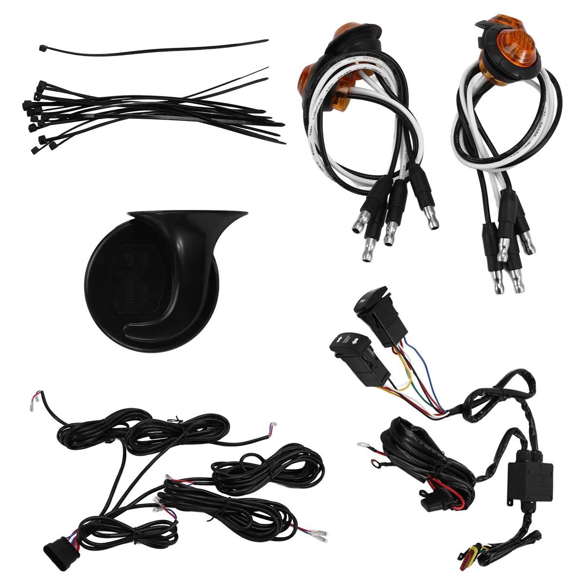 UTV Turn Signal Kit,UTV ATV Street Legals Turn Signals, 110D Horn, Plug and Play Signal Light Kit,Horn Turn