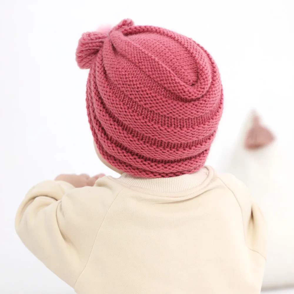 New Bow Baby Hat Autumn Winter Knit Baby Beanie Big Elastic Kids Turban Hat Infant Bonnet Newborn Cap for Girls Boys Accessories