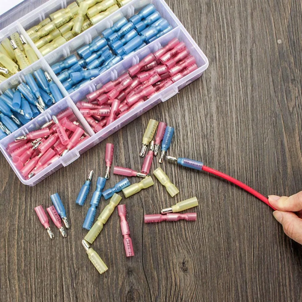 

220 шт. термоусадочные пулевые соединители AWG22-16 AWG16-14 AWG12-10 мужские и женские разъемы для электрических проводов, комплект стыковых клемм