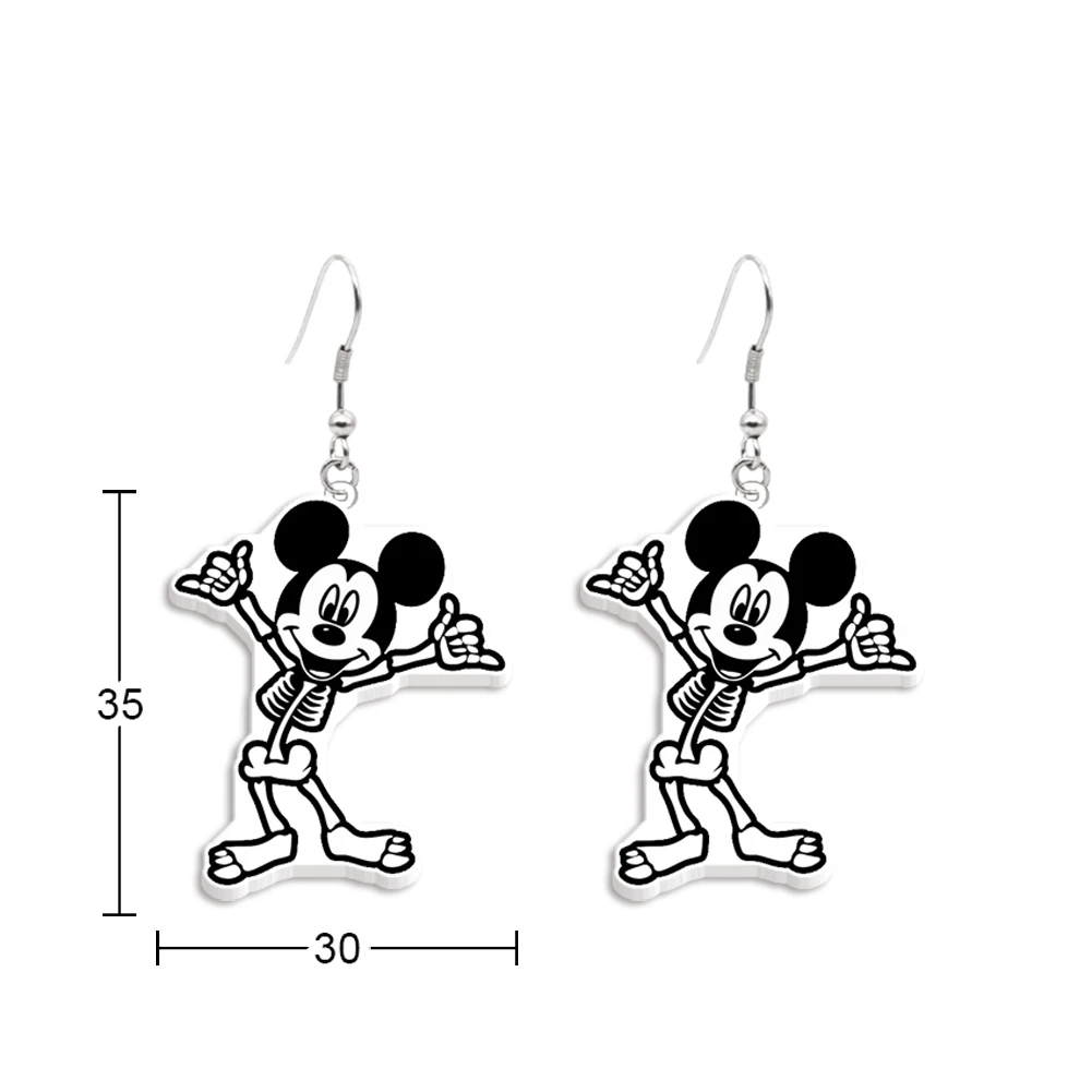 Disney Mickey Halloween Acrylic Colorful Hanging Pendants Earrings For Women Girls Cute Insect Jewelry Decoration